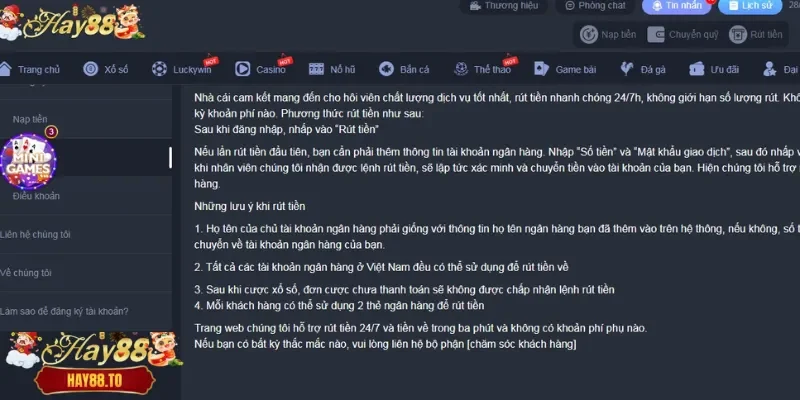 Note mục cần lưu tâm khi thanh toán