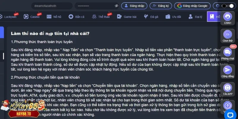 Quy định nạp tiền nghiêm ngặt