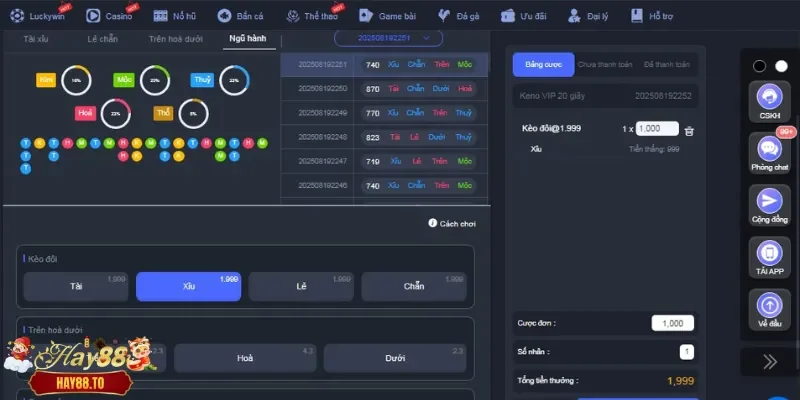 Hệ thống cược Keno sinh động với giá trị khủng