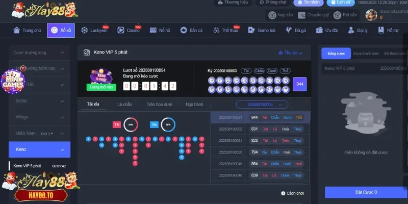 Keno game tiền tỷ Hay88 được ưa chuộng