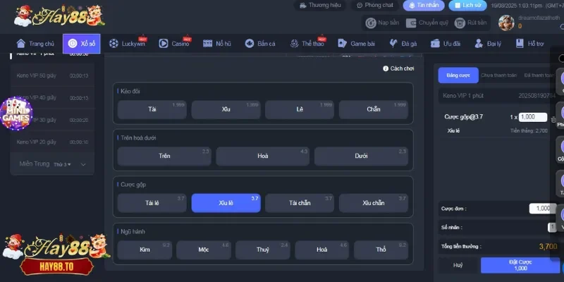 Những cửa chơi keno phổ biến
